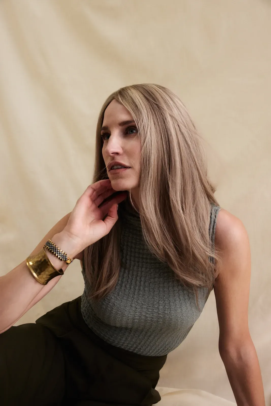 Echthaarperücke mit glattem Haar und feiner Balayage